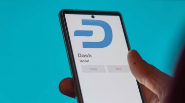 Takas ekranındaki DASH Dash şifreleme varlığının logosunu kapat. DASH Dash hisse senetleri, bir aygıta DASH $.