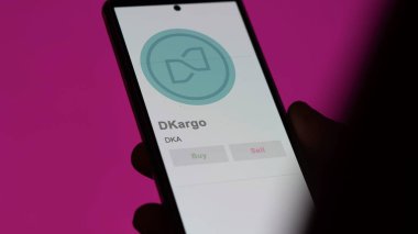 Takas ekranındaki DKA dKargo kripto varlığının logosunu kapat. DKA dKargo hisse senetleri, bir aygıta DKA $.