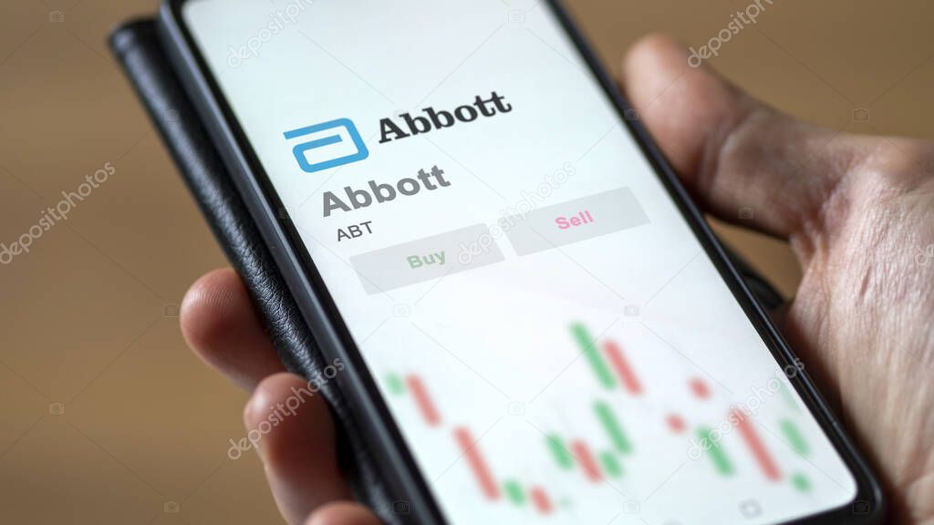 North Chicago, Illinois. Close up on logo of Abbott on the screen of an exchange. Abbott price stocks, $ABT on a device.