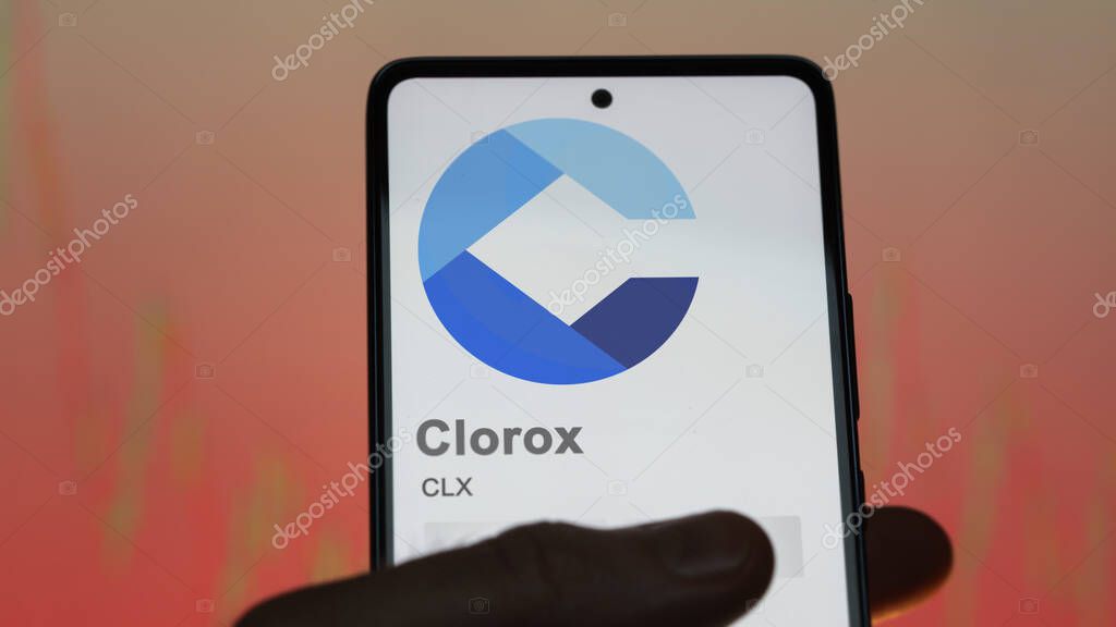 Oakland, California. Close up on logo of Clorox on the screen of an exchange. Clorox price stocks, $CLX on a device.