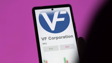 Denver, Colorado. VF Şirketi 'nin logosuna bir değiş tokuş ekranında yaklaş. VF Şirketi hisse senetleri, VFC $'lık cihaz..
