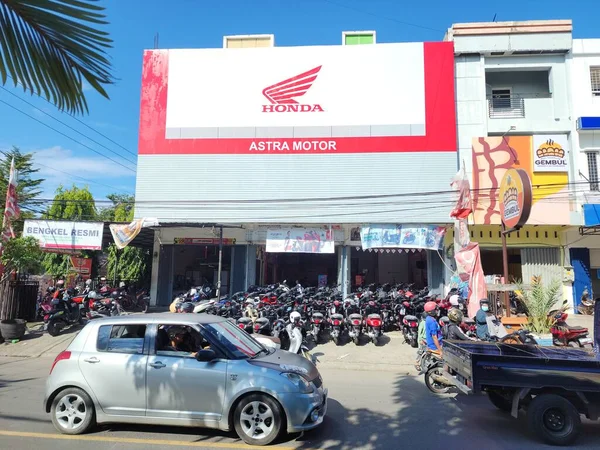 Pinrang Indonesia Juli 2023 Honda Motorcycle Dealer Jalan Sudirman Kota — 图库照片