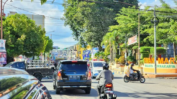 Cuore Fisico Della Città Del Distretto Pinrang Verso Jalan Sultan — Foto Stock