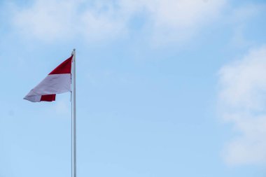 Pinrang Endonezya, 23 Kasım 2023: Kırmızı ve beyaz bayrak, Endonezya 'nın sembolü