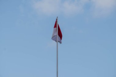 Pinrang Endonezya, 23 Kasım 2023: Kırmızı ve beyaz bayrak, Endonezya 'nın sembolü