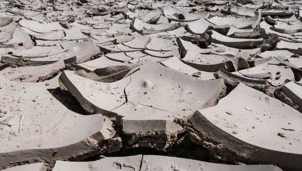 stock image Dry weather dehydrates the soil. The earth cracks under the scorching sun, forming deep cracks in the soil ,Turkey.