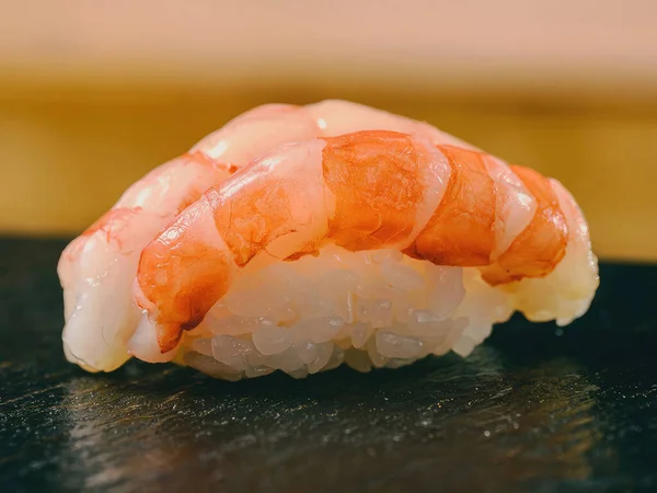 Nigiri Sushi Shrimp Nigiri Feito Camarão Sushi Arroz Comida Japonesa — Fotografia de Stock