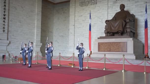 Chiang Kai Shek Memorial Hall Taipei Taiwan Experimente Cerimônia Mudança — Vídeo de Stock