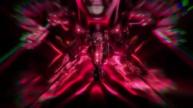 Dijital vizör takan android kafaların Yapay Zeka üretim hattını içeren döngü dizisi.