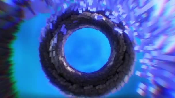 一个带立方体形状的抽象的环状背景 形成一个隧道 — 图库视频影像
