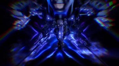 Dijital vizör takan android kafaların Yapay Zeka üretim hattını içeren döngü dizisi.