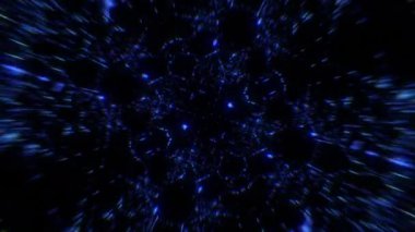 Dijital uzayda ve titreşen enerji hatlarının geçmişteki geometrik desenlerinde seyahat etmek.