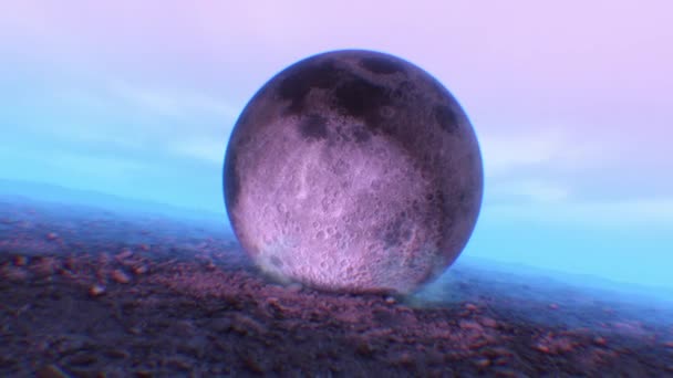 地球に落ちた偽の月を描いた抽象的な背景 — ストック動画