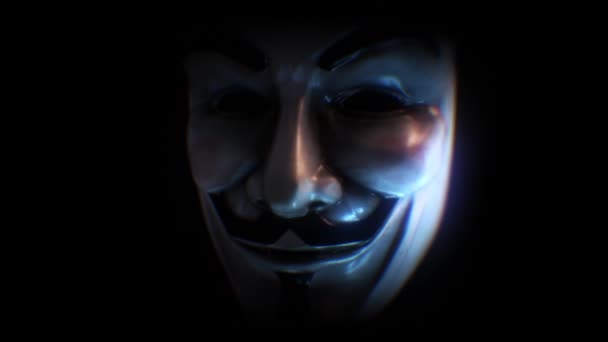 어두운 분위기의 포크스가면 Vendetta Anonymous 해졌다 카메라가 가까이에마스크 오른쪽 아래로 — 비디오