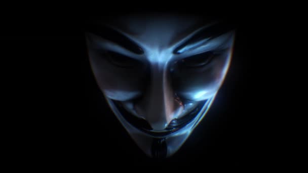 Escuro Moodily Iluminado Guy Fawkes Máscara Como Ficou Famoso Pelo — Vídeo de Stock