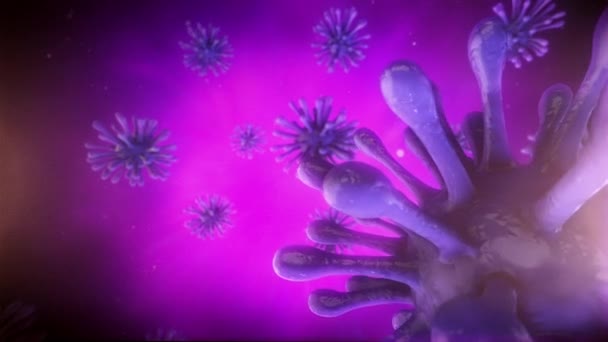 Een Microscopisch Beeld Van Virusdeeltjes Die Zweven Vloeistof — Stockvideo