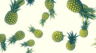 Yavaş çekimde düşen vintage stil ananas döngüsü.