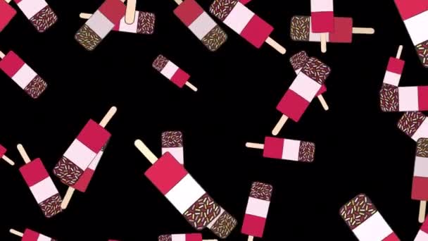 Lots Fab Ice Lollies Falling Bright Pink Background Loop — Stock Video