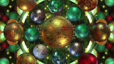 Parlak ve pırıl pırıl Noel süslemeleri ile gösterişli katmanlı ve detaylı döngülü arka planlar.