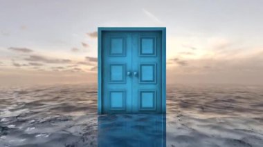 Soyut bir döngü dizisi dramatik bir su manzarası boyunca seyahat ediyor ve sonu gelmeyen kapılardan geçiyor..