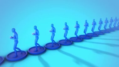 Akıllı telefonlarıyla mesaj atan bir dizi stilize insan.