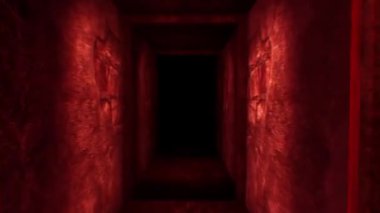 Karanlık bir koridor boyunca uçsuz bucaksız kapılardan geçerek