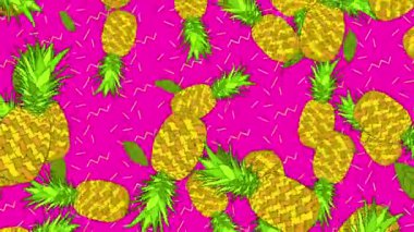 Yavaş çekimde düşen 2D resimli ananas döngüsü