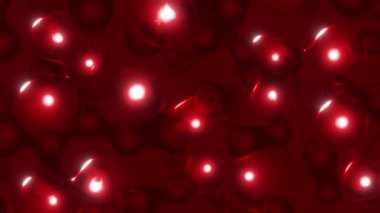 Soyut parlak kırmızı sıvı damlaların cıva ya da lav lambası tarzında birbirleriyle birleşmesini içeren bir hareket arkaplanı.