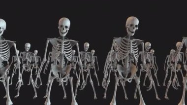 3D canlandırılmış İskelet karakterler gerçekçi bir hareketle dans ediyorlar..