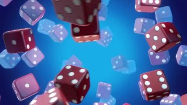 Sonsuz bir arkaplanda yüzen üç boyutlu zarların döngü dizisi.