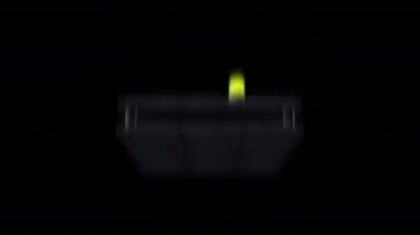 Parlak sarı yanıp sönen cam neon ışıklı tek bir 3D tabela..