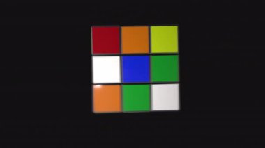 İzole edilmiş bir 3D Rubiks küpünün döngüsü rastgele dönüyor.