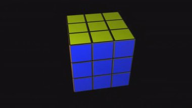 İzole edilmiş bir 3D Rubiks küpünün döngüsü rastgele dönüyor.