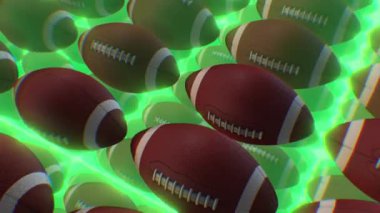 Dönen ragbi topları ya da Amerikan futbol toplarının döngü arka planı.