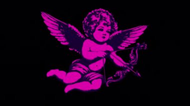 Kanatları havada süzülen Kanatlı Aşk Tanrısı karakteri. Üstünü örtmek için Alfa kanalıyla.