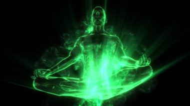 İnsan enerji alanlarını gösteren meditasyon figürü.