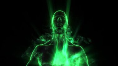 İnsan enerji alanlarını gösteren meditasyon figürü.