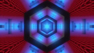 Sürekli neon retro-stil ızgara tünel ortamı boyunca seyahat etmek.