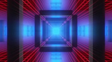 Sürekli neon retro-stil ızgara tünel ortamı boyunca seyahat etmek.