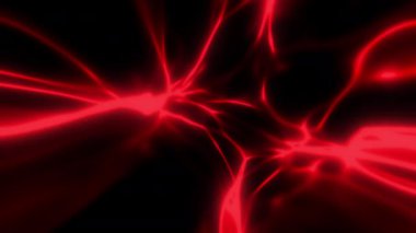 Siyah üzerine kırmızı rengin şekil değiştiren ve titreşen damarlarının soyut hareket arkaplanı.