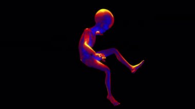 Bir Uzaylı Gri Karakter hareket dizisi. Isı görüşü tarzında. Kolayca sürükle ve bırak için alfa yerleştirilmiş..