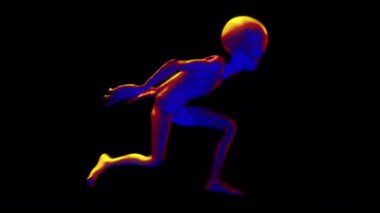 Bir Uzaylı Gri Karakter hareket dizisi. Isı görüşü tarzında. Kolayca sürükle ve bırak için alfa yerleştirilmiş..