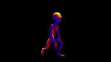 Bir Uzaylı Gri Karakter hareket dizisi. Isı görüşü tarzında. Kolayca sürükle ve bırak için alfa yerleştirilmiş..