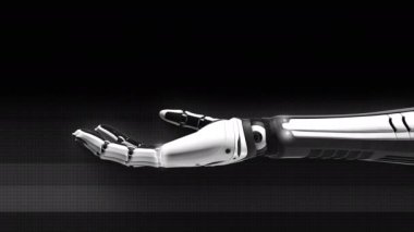 Hareketli bilekleri ve şık siyah beyaz parmakları olan robot eller..