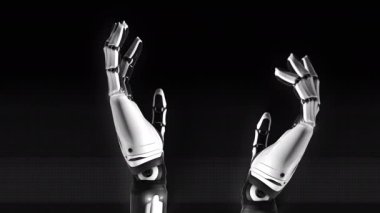 Hareketli bilekleri ve şık siyah beyaz parmakları olan robot eller..