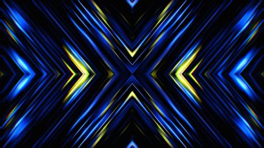 X şablonu şeklinde parıldayan parlak çizgiler..