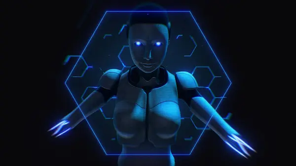 Bir kadın robot karakterin dijital stil analizi.