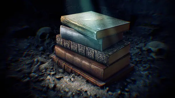 Keşfedilmemiş olarak, uzun zaman önce unutulmuş bilgiler içeren bir yığın eski kitap görüyoruz..