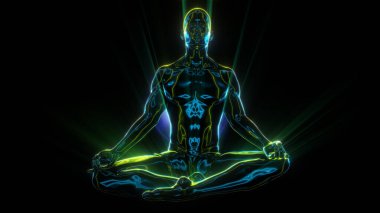 İnsan enerji alanlarını gösteren meditasyon figürü.