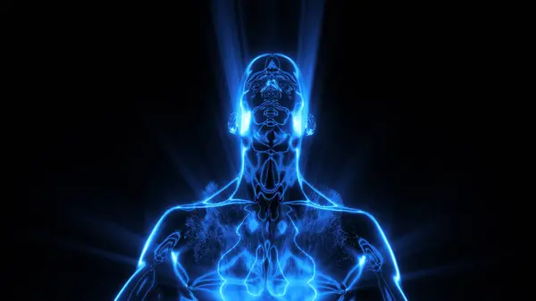 Meditasyon yapan kafa ve omuzlar insan enerji alanlarını gösteriyor..